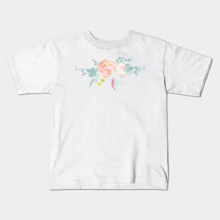 Peach Peony, Watercolor Kids T-Shirt